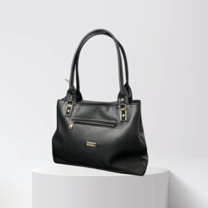 3 zipper pocket premium hand bag for women (Black)